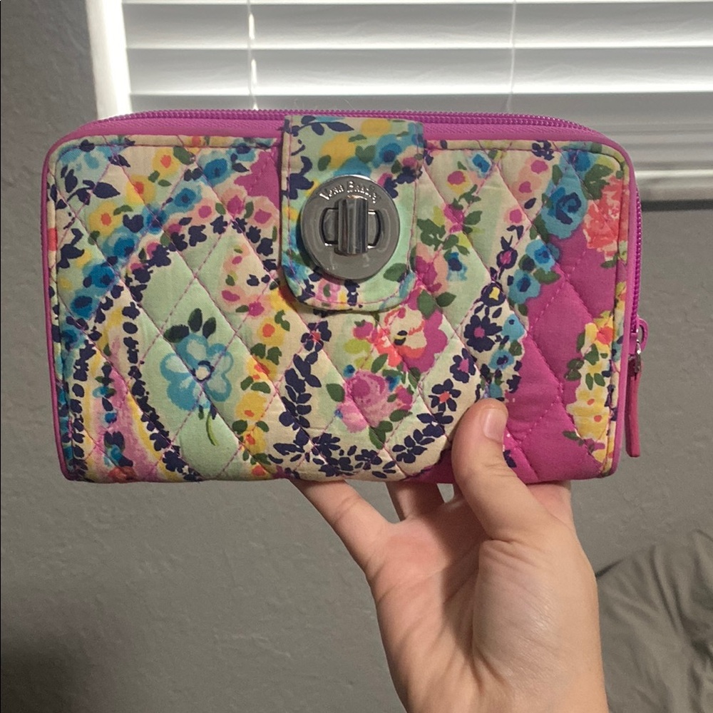 Vera Bradley Pink and Blue Floral Quilted Wallet